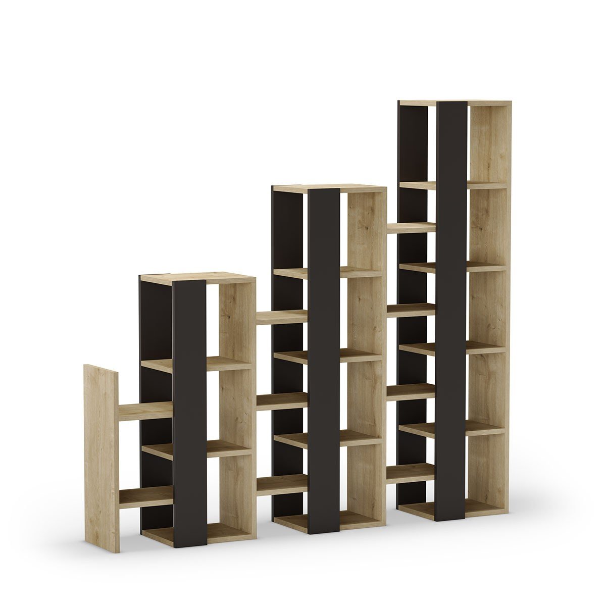Étagère séparatrice Anissa - H151 cm chêne clair / gris, CALICOSY