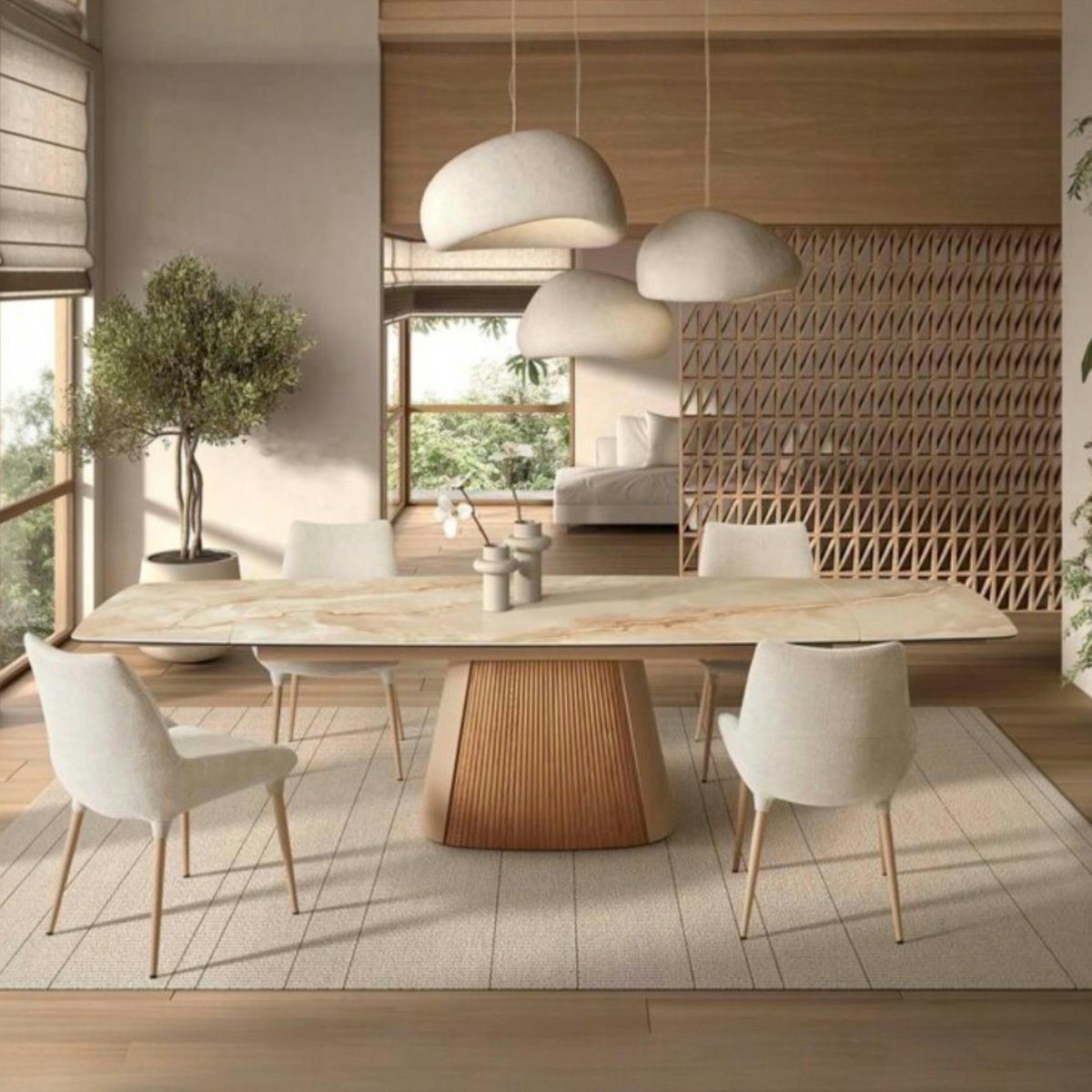 Table extensible céramique effet marbre beige 200-300 cm LOMBARDIE beige, PIER IMPORT