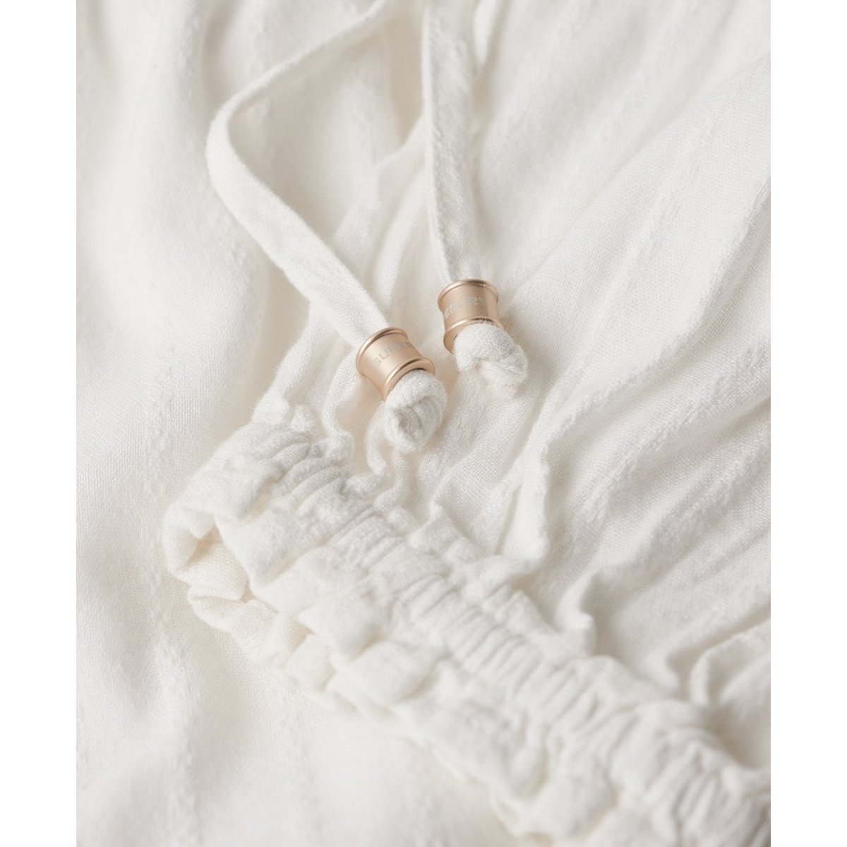 Robe courte à manches longues et volants Ibiza blanc cassé, SUPERDRY