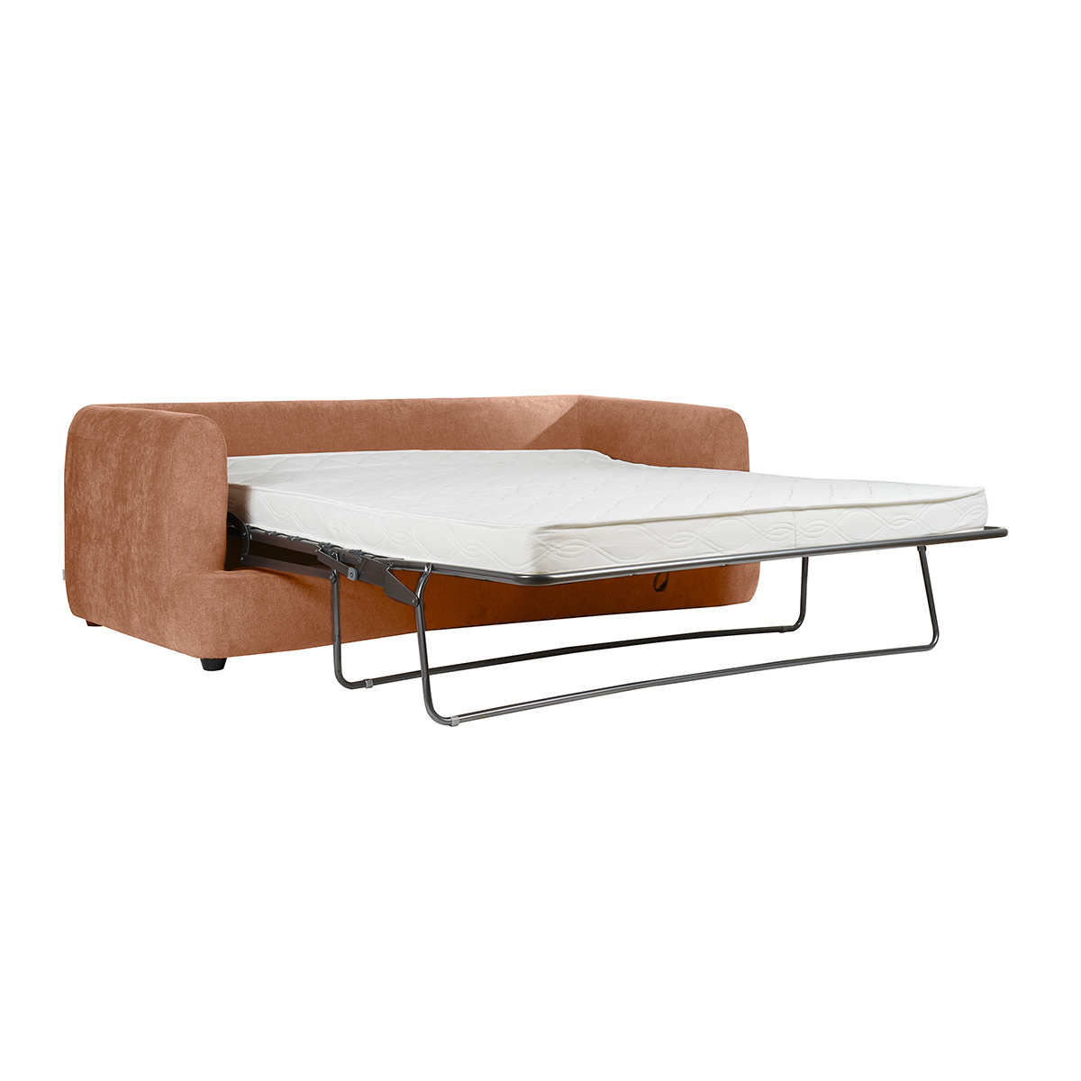 Canapé convertible déhoussable 3-4 places design haricot en tissu effet velours SACHA terra cotta, MILIBOO