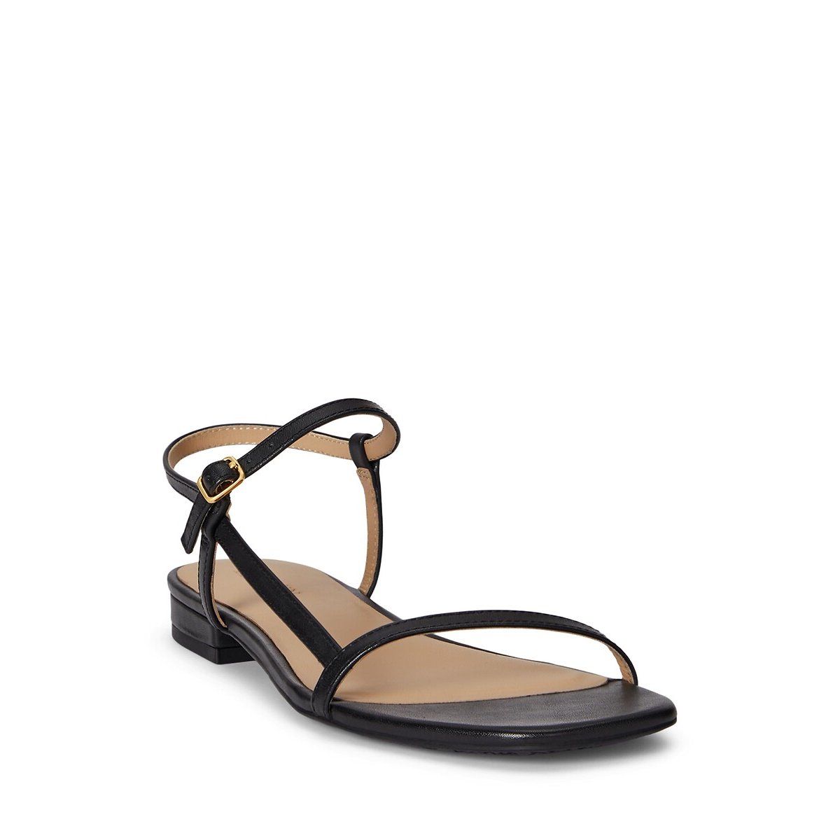 Lainee Flat Leather Sandals black, LAUREN RALPH LAUREN