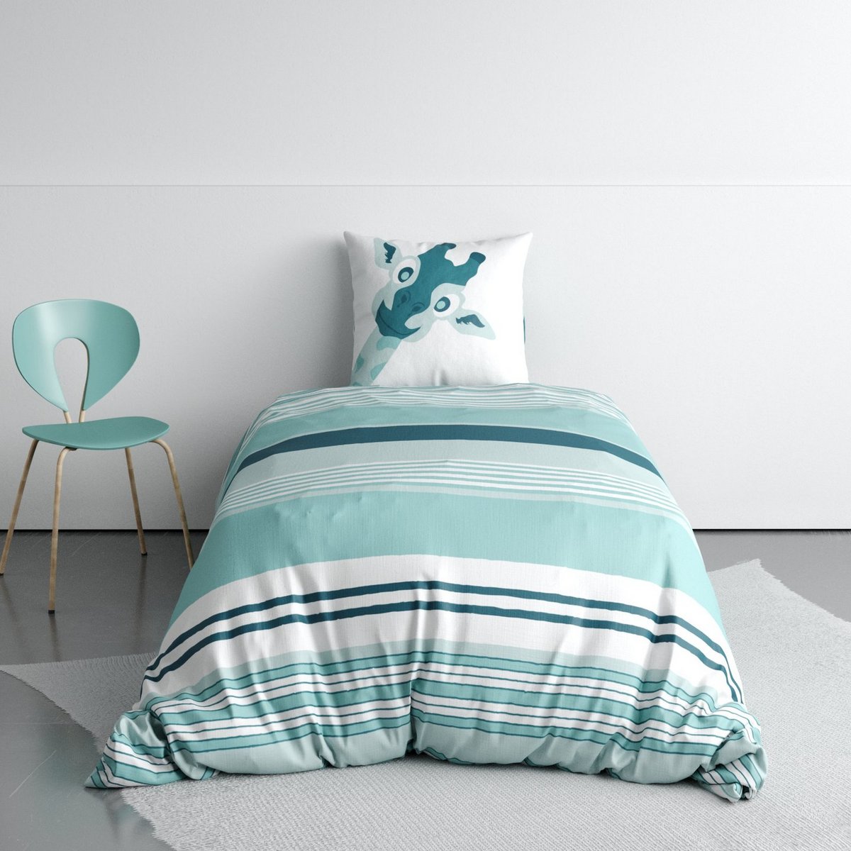 Parure de lit enfant Coton Louma Bleu bleu, EDEN