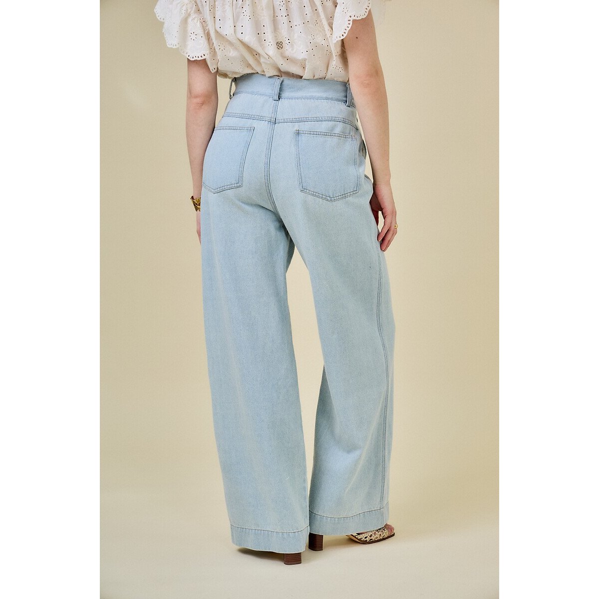 Pantalon denim large bleu jean clair, SEE U SOON