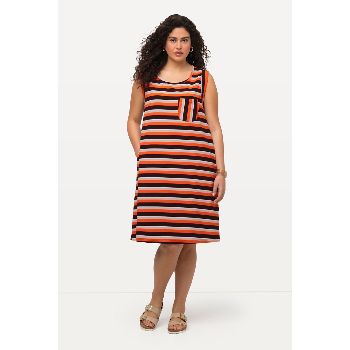 Robe en molleton à col rond mandarine, ULLA POPKEN