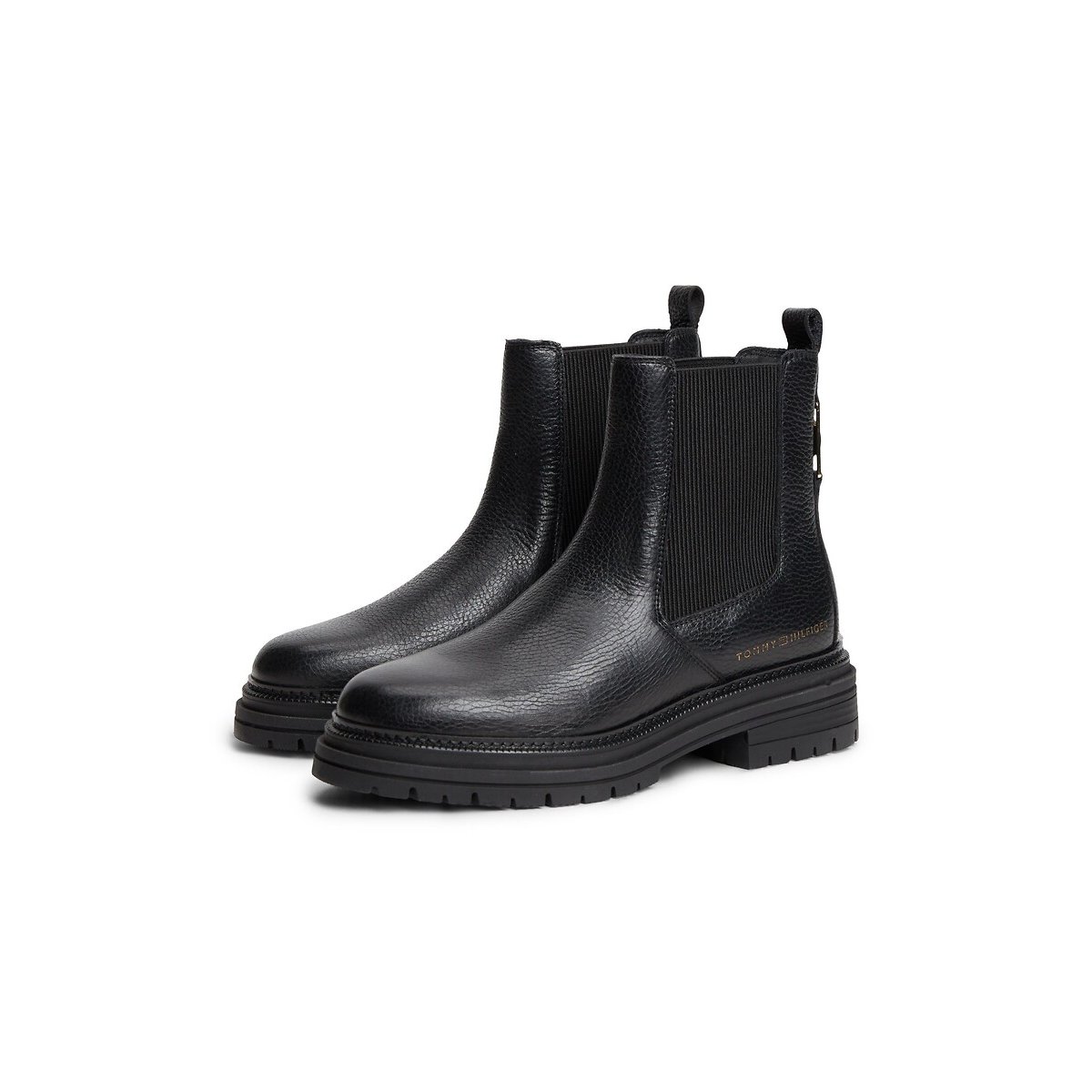 Botas Chelsea de piel granulada negro, TOMMY HILFIGER