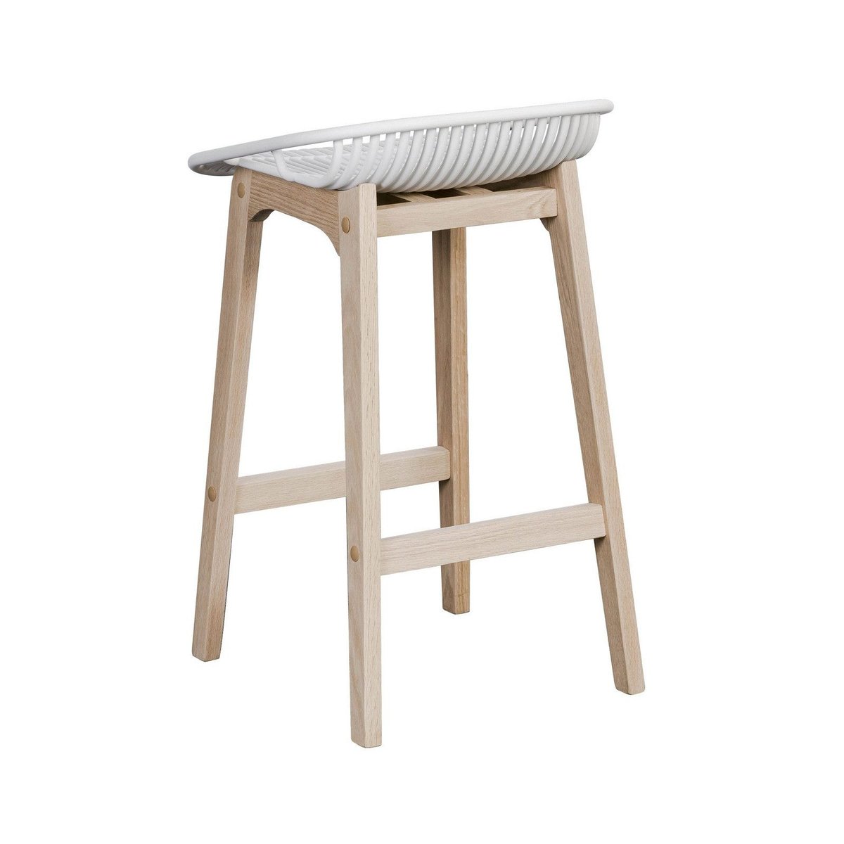 Lot de chaises d'îlot et bar en chêne et assise plastique 65cm MALMO | Lot de 2 blanc, MOB IN