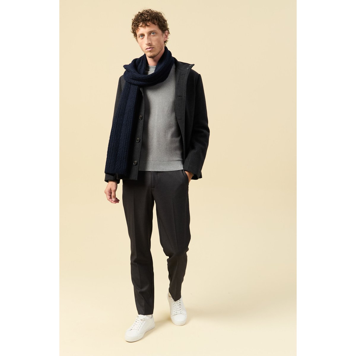 Pull col rond manches longues gris, BONOBO