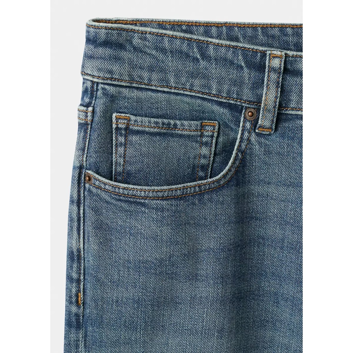 Jean Ben cropped tapered-fit bleu moyen vintage, MANGO MAN