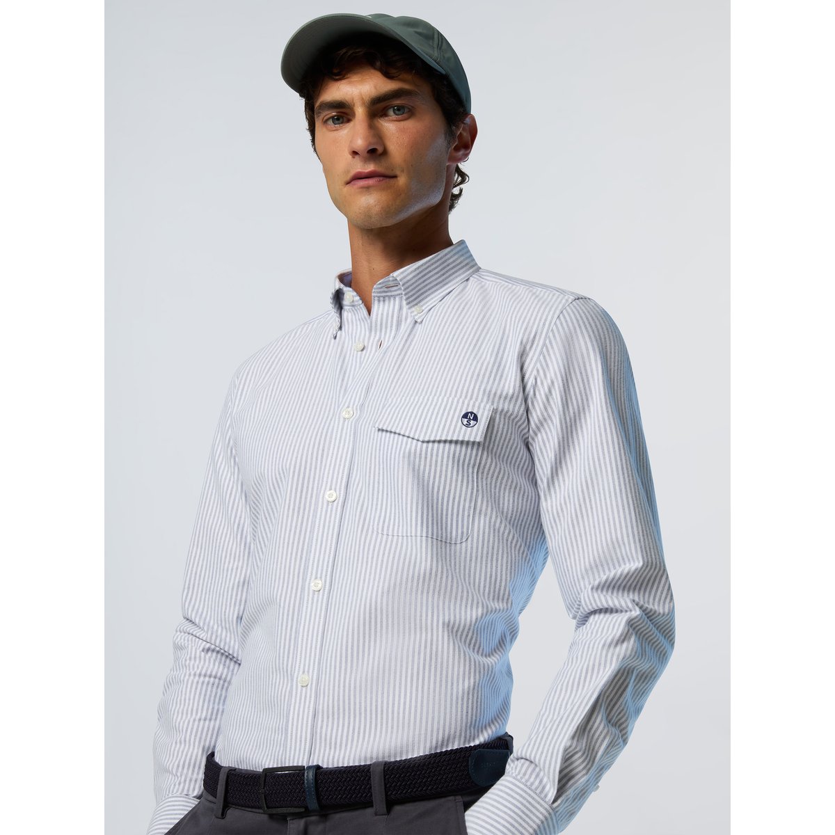 Chemise Oxford rayée brossée blanc, NORTH SAILS