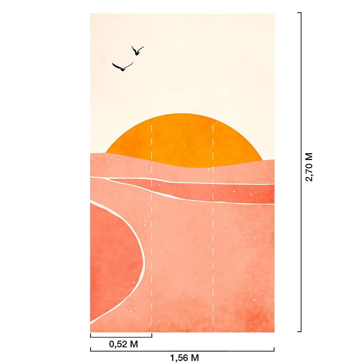Papier peint graphique riviere rose intissé, HEXOA