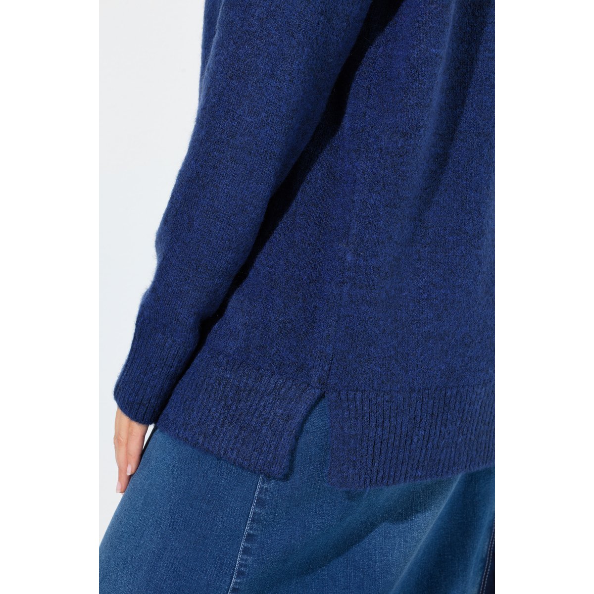 Pull oversize, bordures contrastantes bleu foncé, ULLA POPKEN