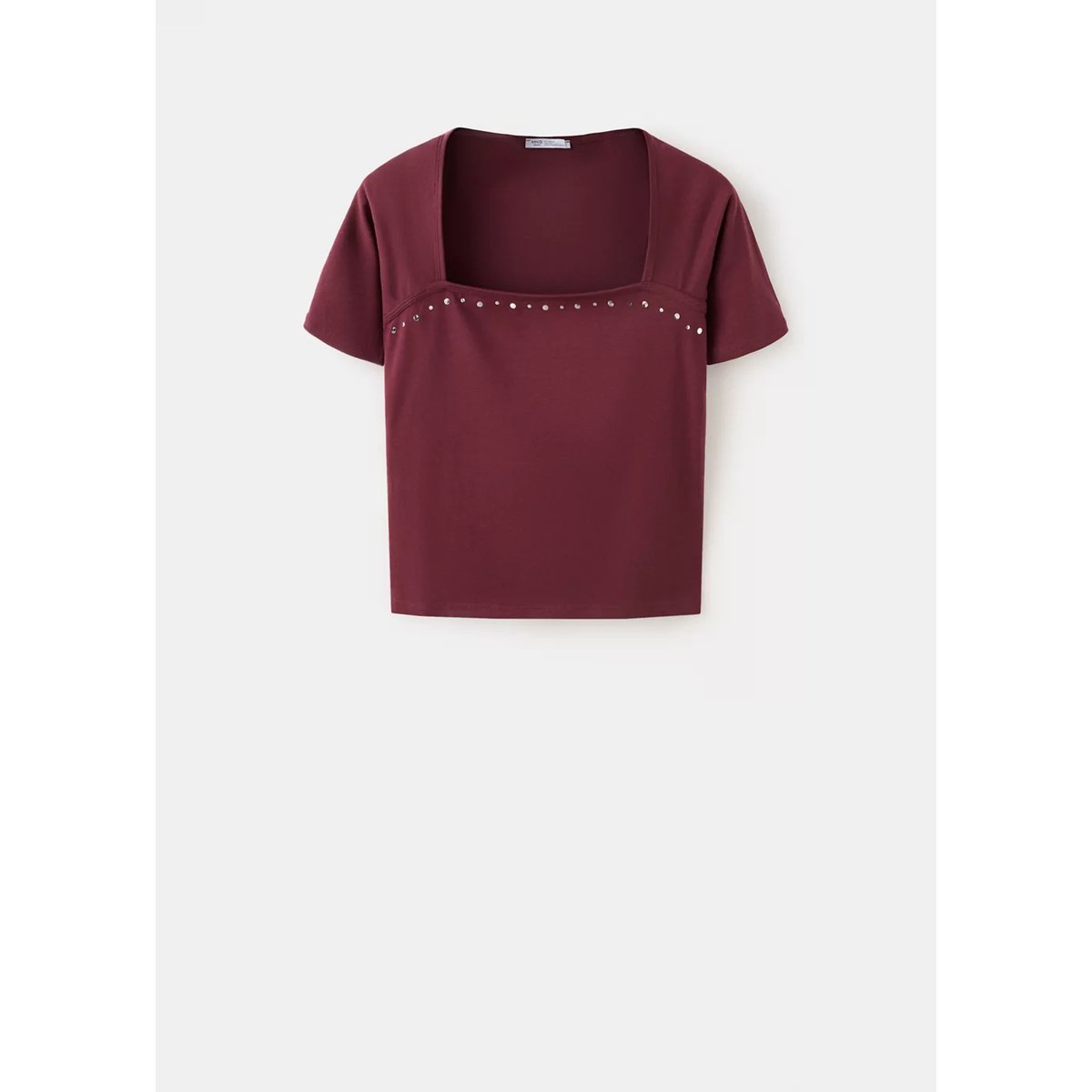 T-shirt détail clous bordeaux, MANGO TEEN