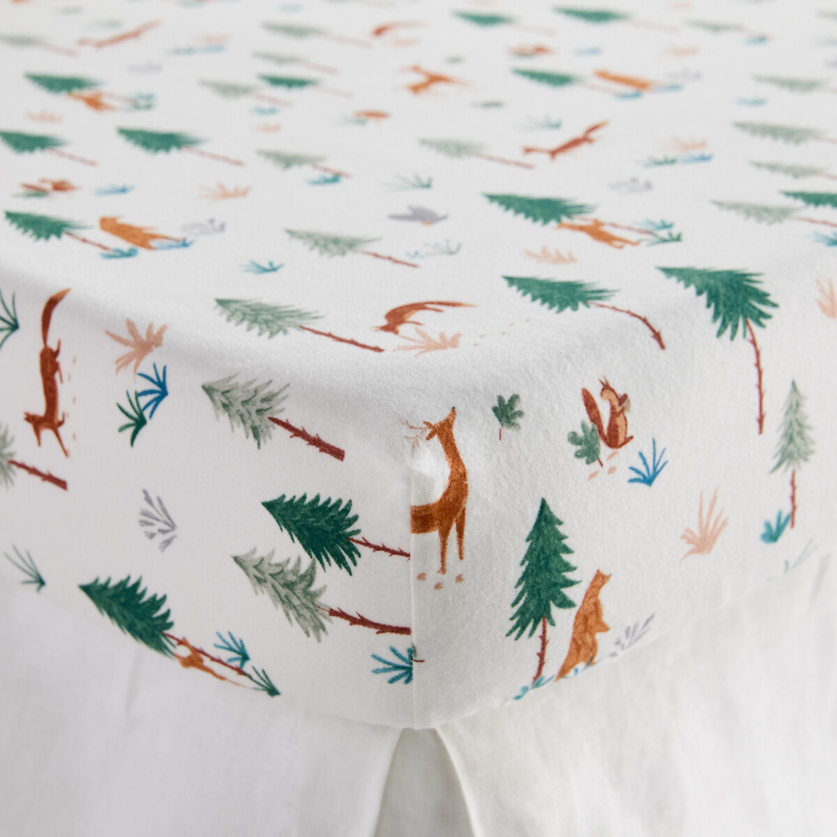 Sábana ajustable para cama infantil, de franela, altura 25 cm, estampado de animales, GRIZZLY crudo, LA REDOUTE INTERIEURS