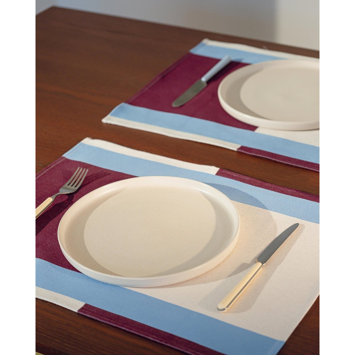 Set de 2 sets de table Lubi marron, rose et bleu cobalt, NOO.MA