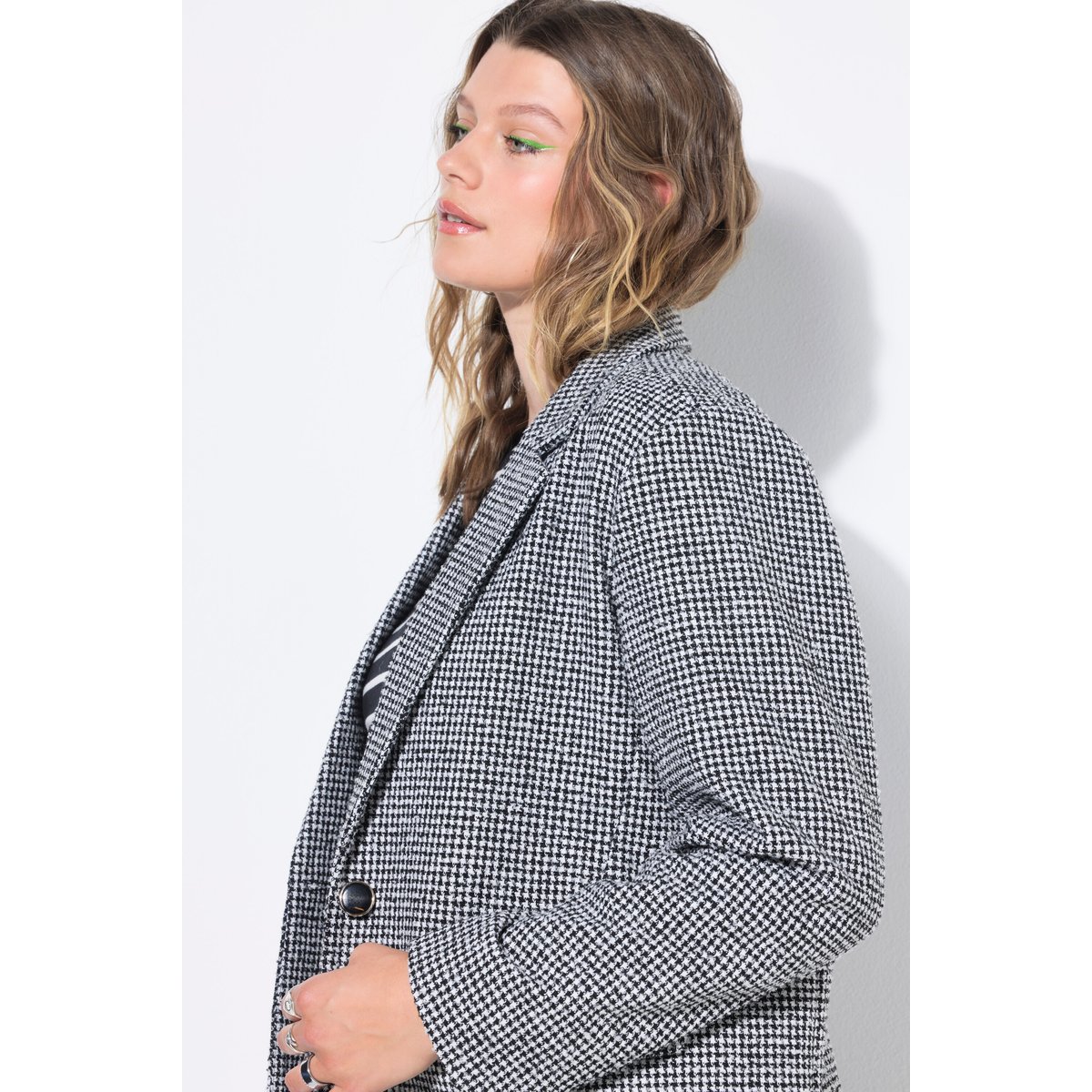 Blazer oversize à motif pied-de-coq beige-sable, STUDIO UNTOLD