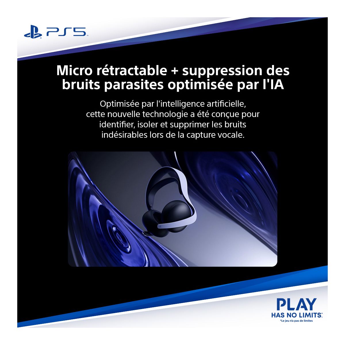 Casque gamer Pulse Elite Midnight noir couleur unique, SONY
