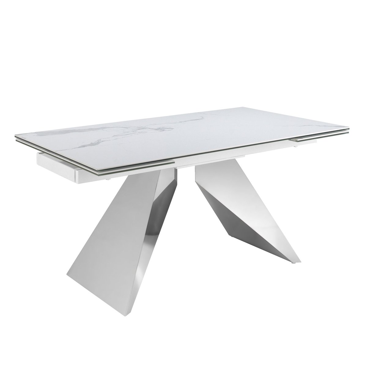 Table à manger rectangulaire marbre porcelaine blanc | acier, ANGEL CERDA