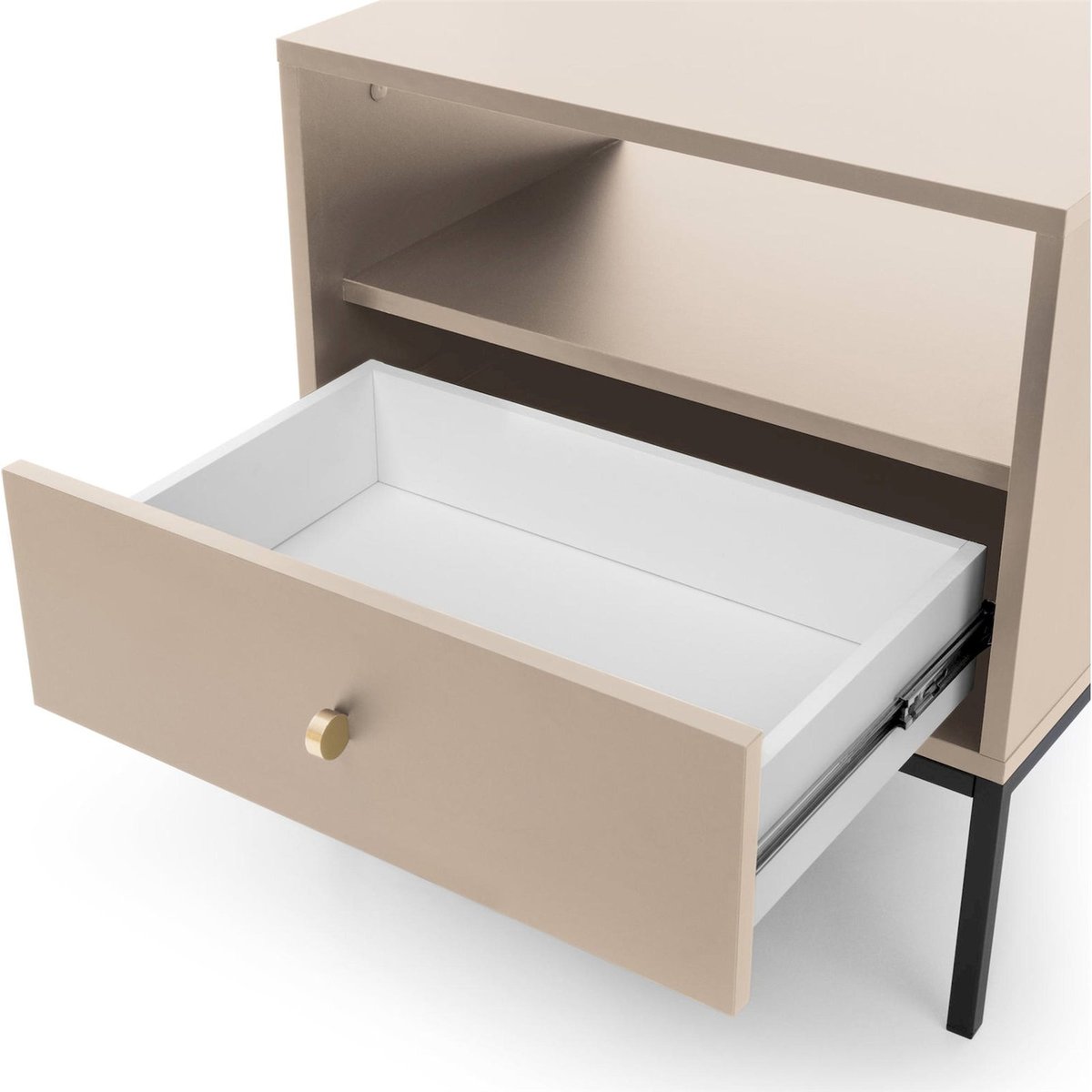 Table de chevet bois collection MONNE beige et noir, RECOLLECTION