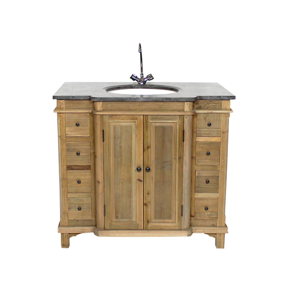 Meuble sous vasque en bois recyclé BIANCA bois clair, MADE IN MEUBLES 