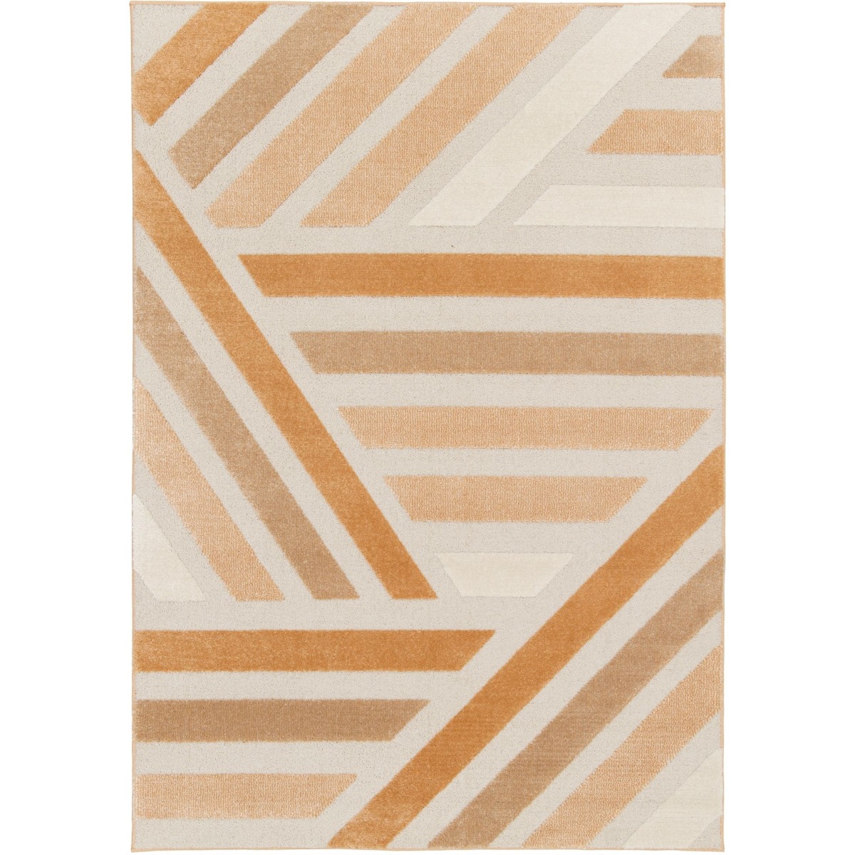 Tapis doux à relief graphique moderne BRELA GEO orange, THE DECO FACTORY
