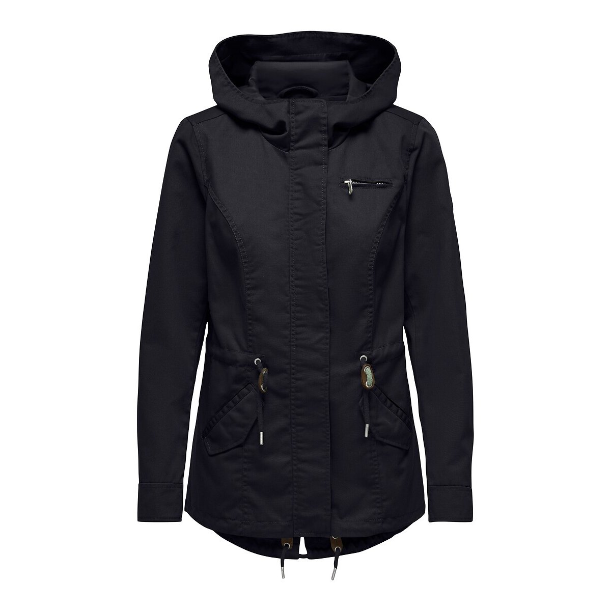 Parka con cappuccio di media lunghezza blu notte, ONLY