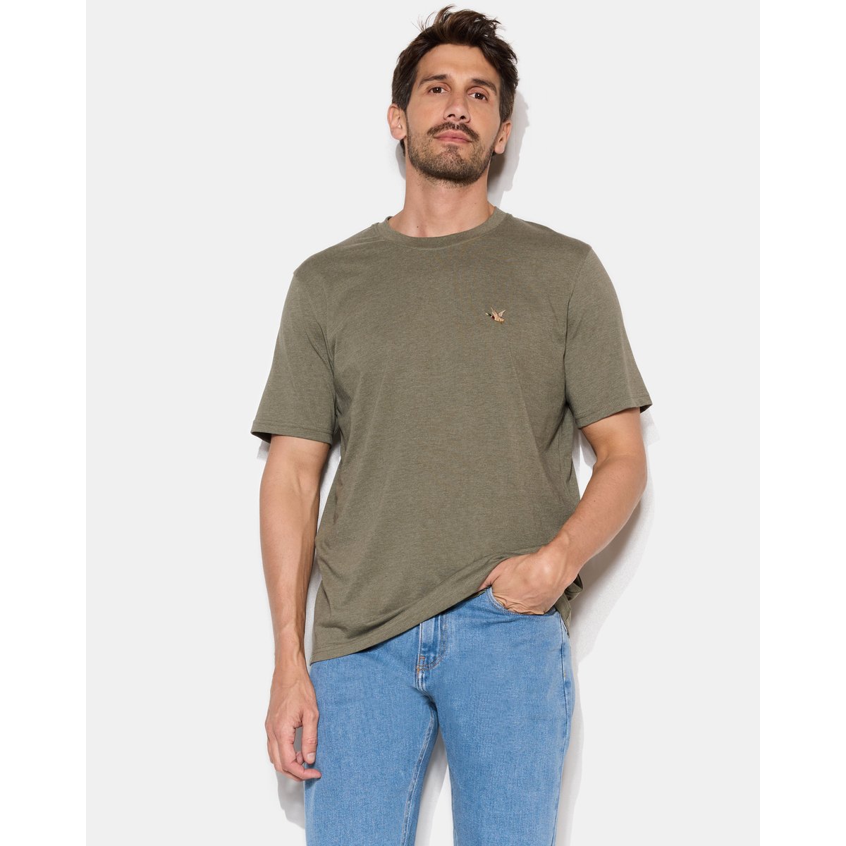 T-Shirt motif devant; brodé T-TOGS kaki, CHEVIGNON