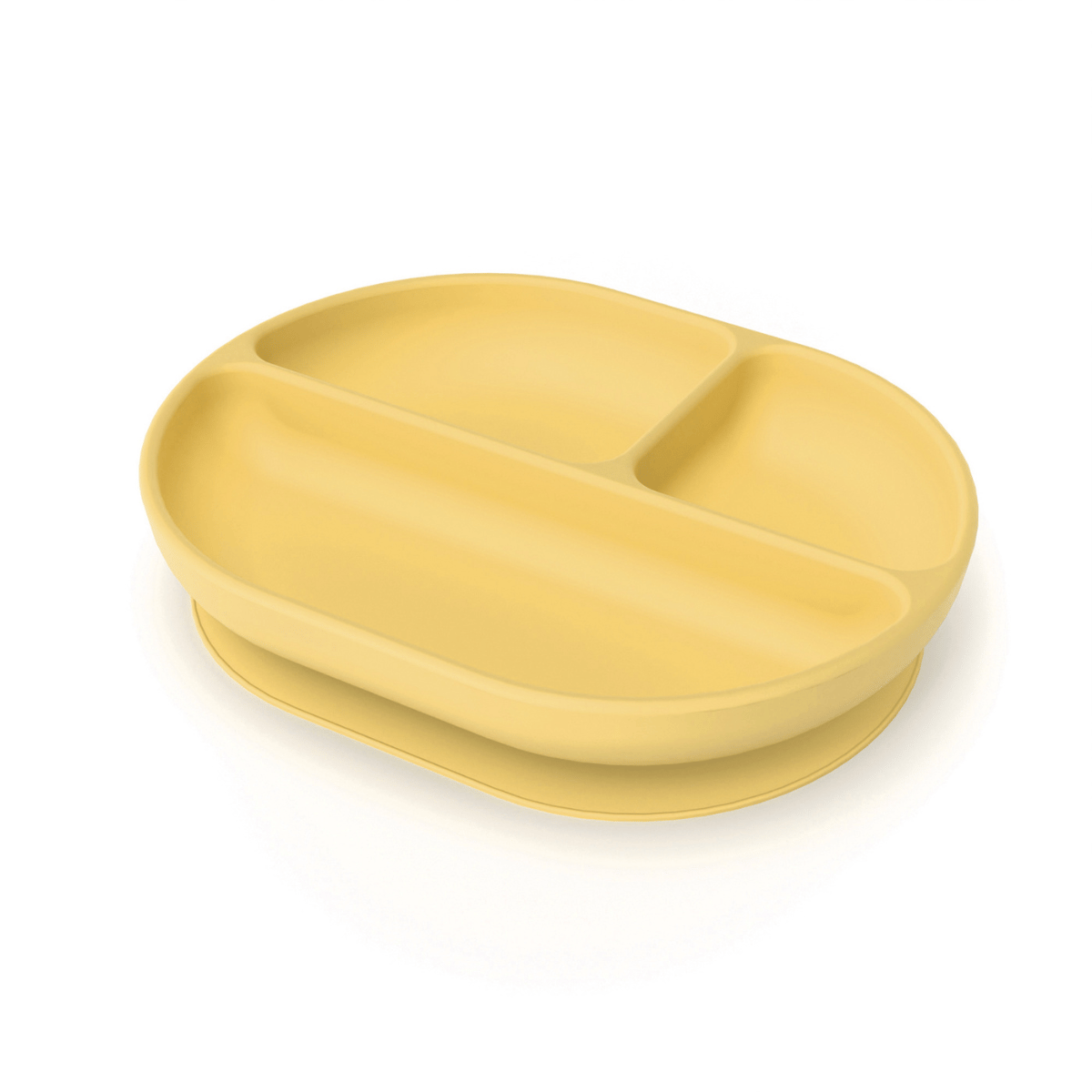 Assiette compartimentée à ventouse en silicone BAMBINO jaune mimosa, EKOBO