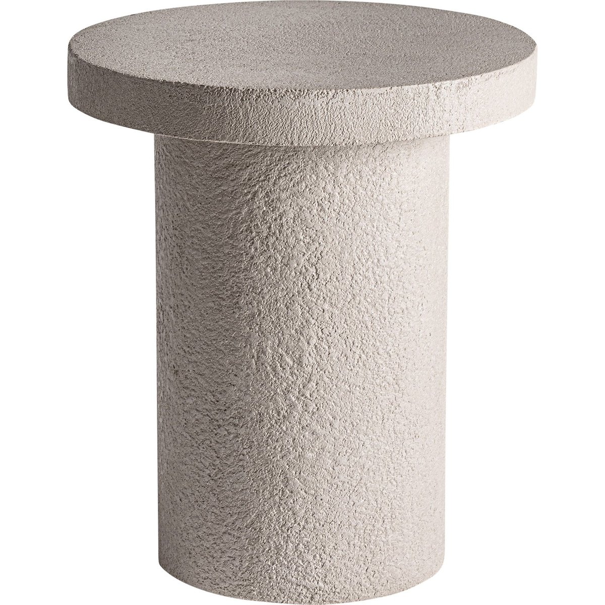 Table basse ronde en ciment blanc cassé, RECOLLECTION