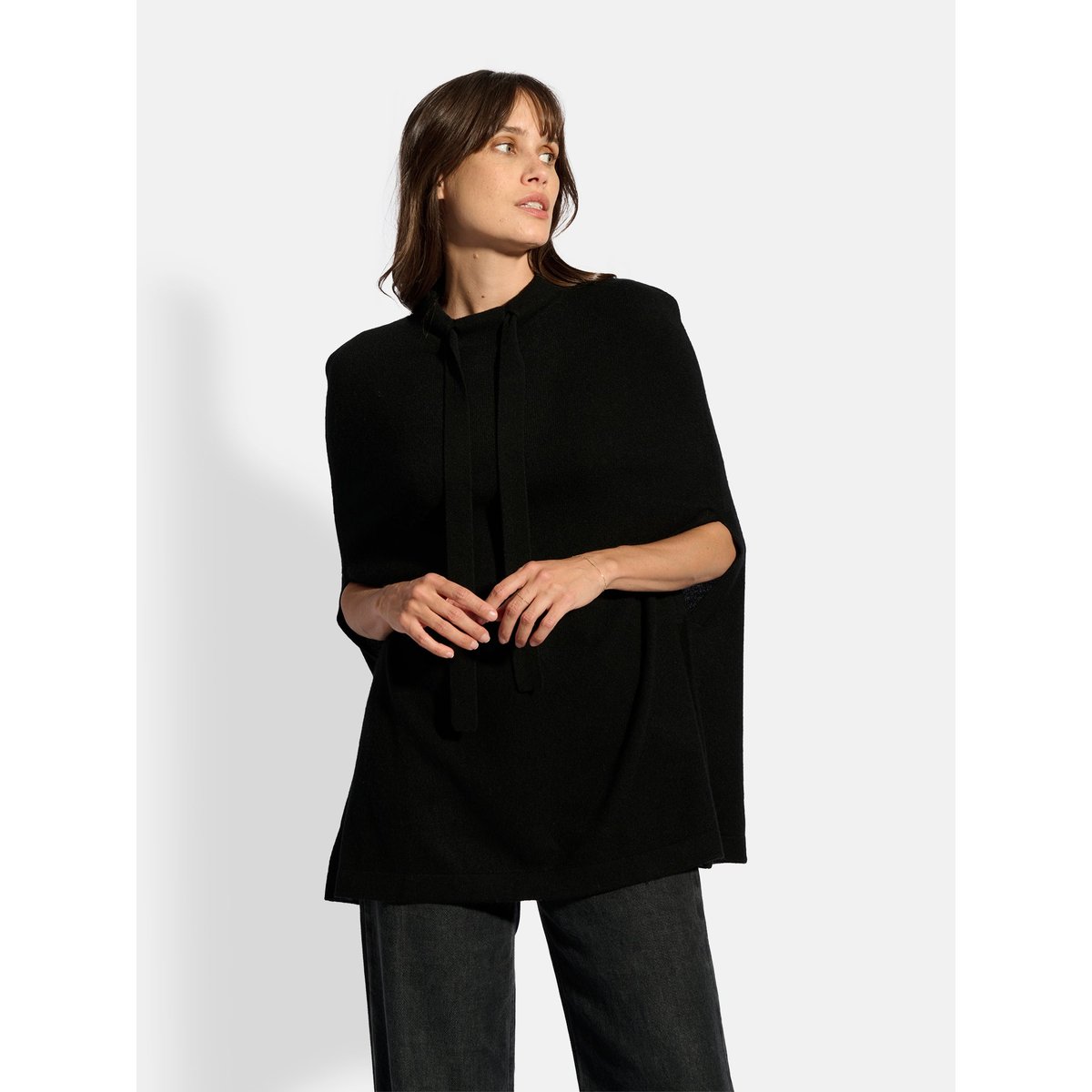 Cape Col Rond Cordon Coulissant Noir Miamar noir, JUST CASHMERE