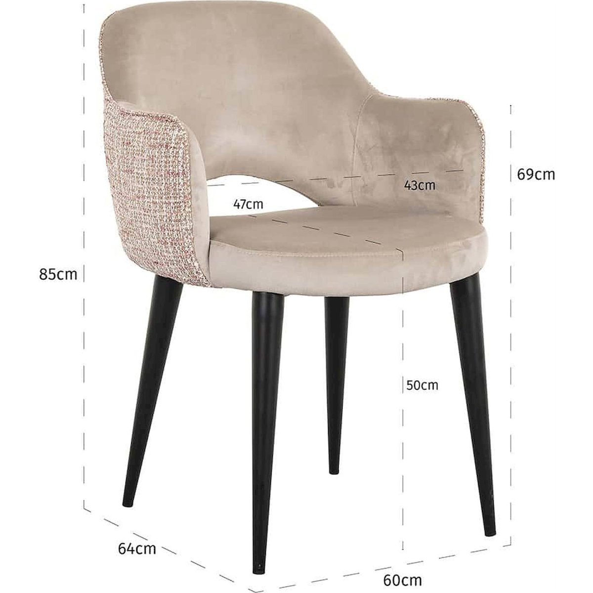 Chaise de salle à manger, STOELEN beige rosé, RECOLLECTION