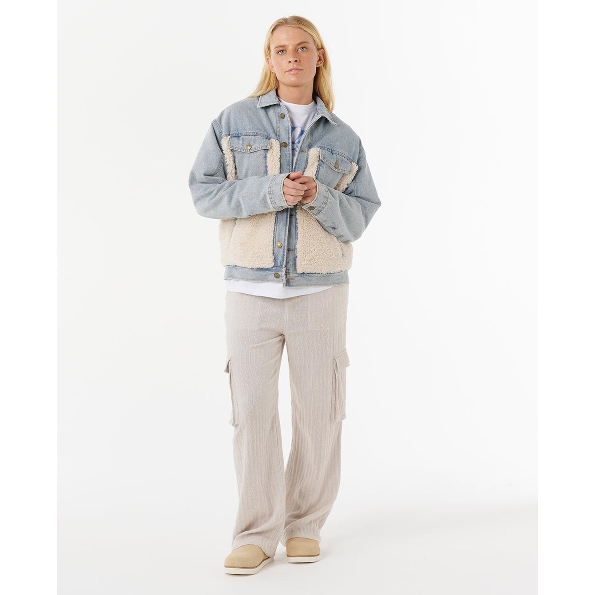 Veste en Jean et SHERPA CRUISIN bleu délavé, RIP CURL