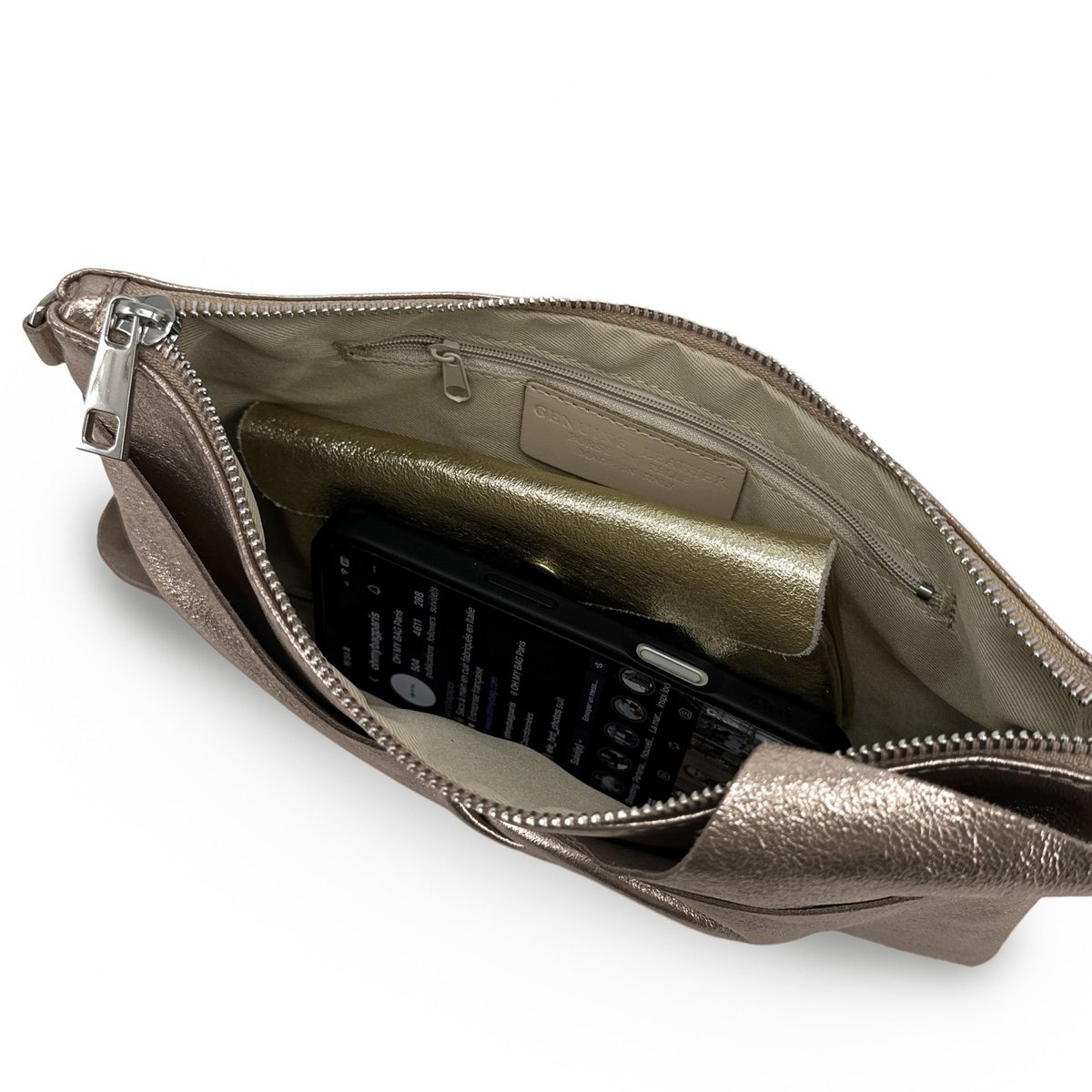 Pochette en cuir irisé SHERAZADE champagne, OH MY BAG