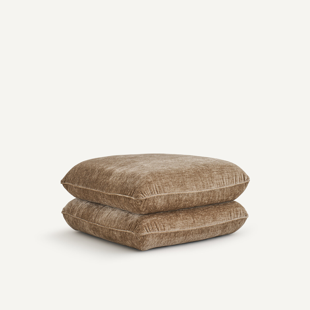Pouf XL en velours texturé, FRIDA moka, AM.PM