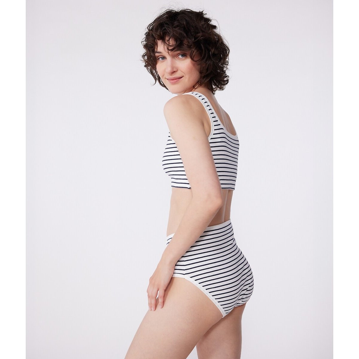 Cotton Bralette blue striped/white, PETIT BATEAU