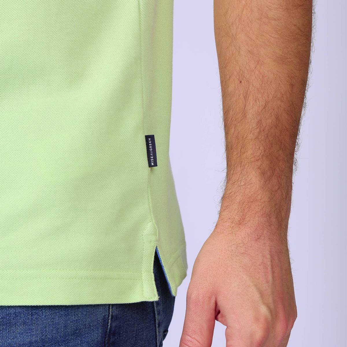 Polo cigognes vert clair, MISE AU GREEN
