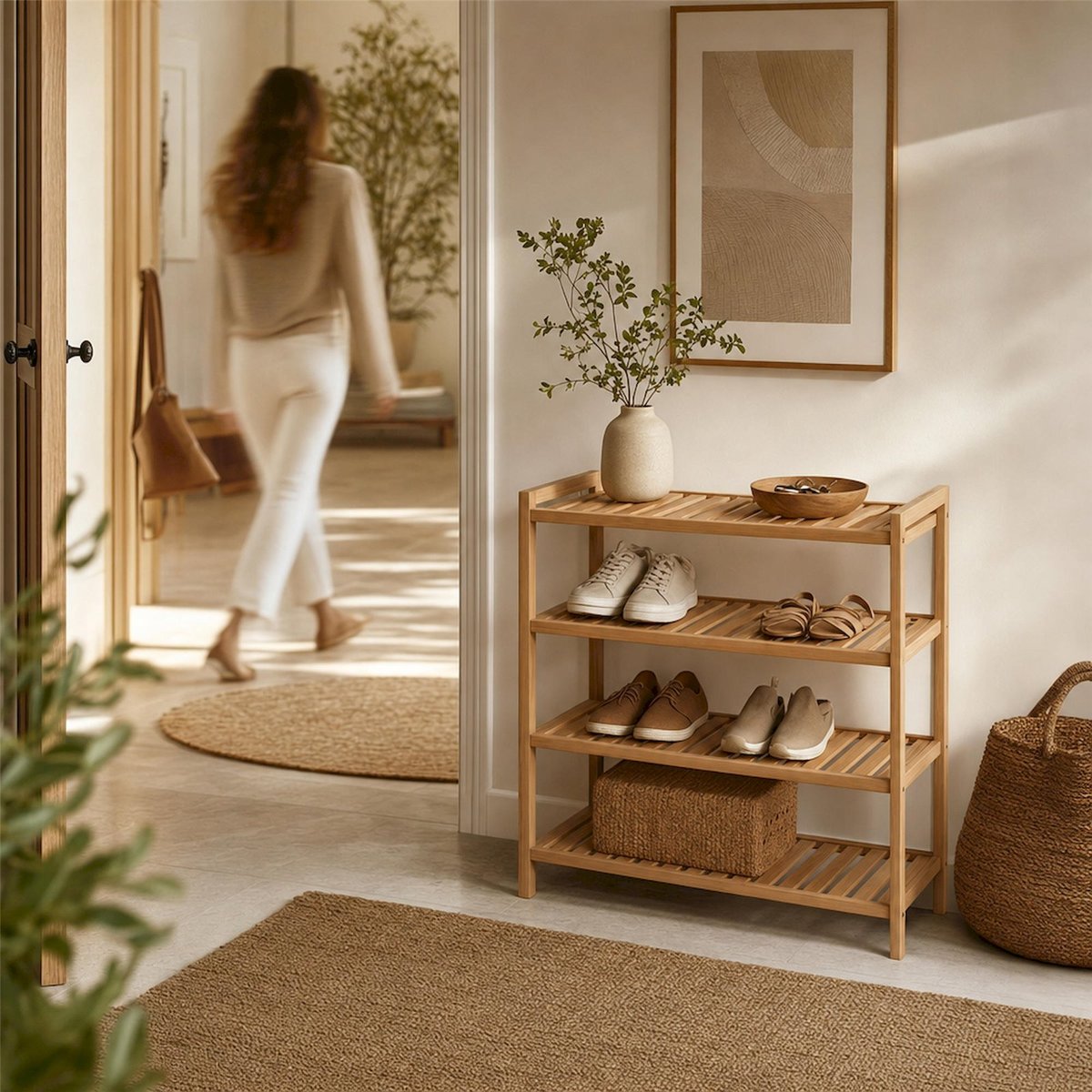 Range-chaussures en bois collection BASTELO chêne, RECOLLECTION