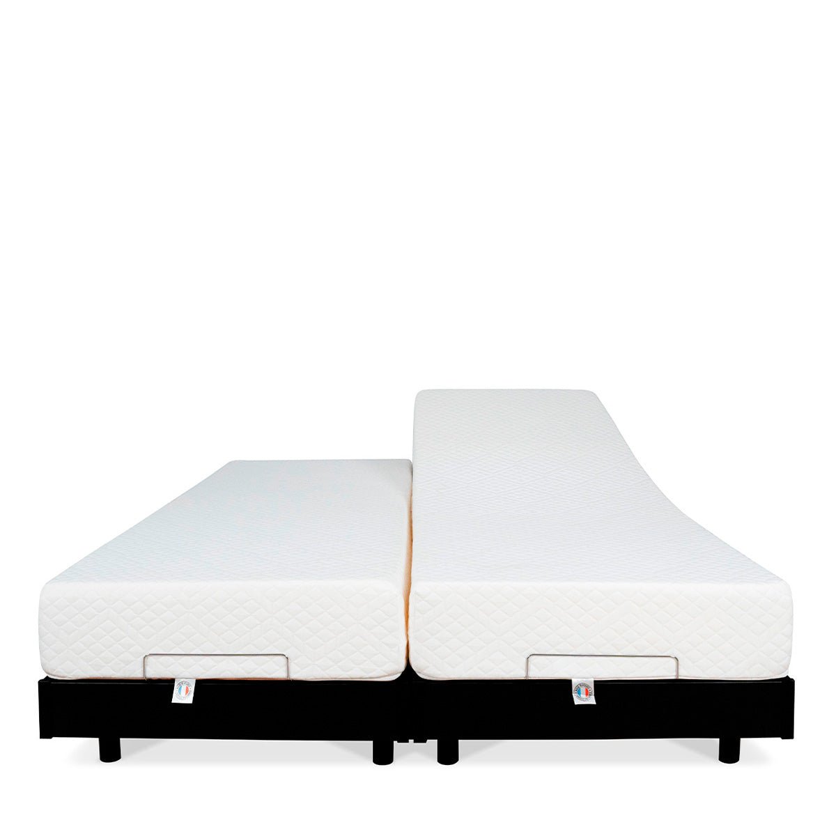 Ensemble Duo Matelas Mousse Accueil Mémoire de forme + Sommiers électriques Flex 12x80x200 cm noir, BELLECOUR