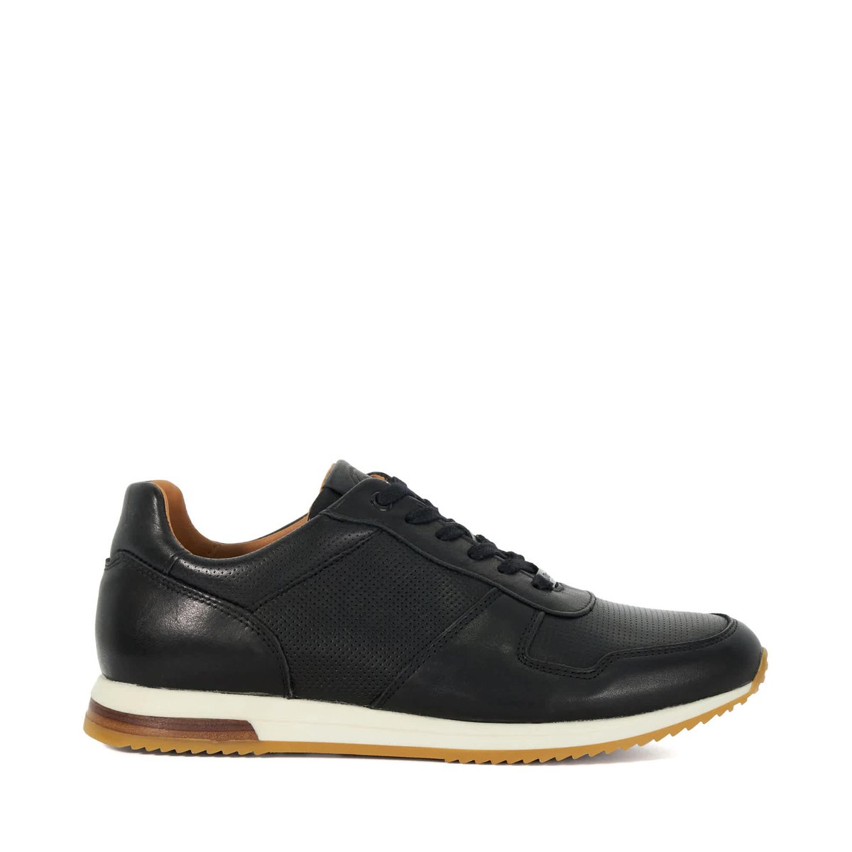 Baskets de course à lacets coupe large - Wide Fit TRILOGY black-leather, DUNE LONDON