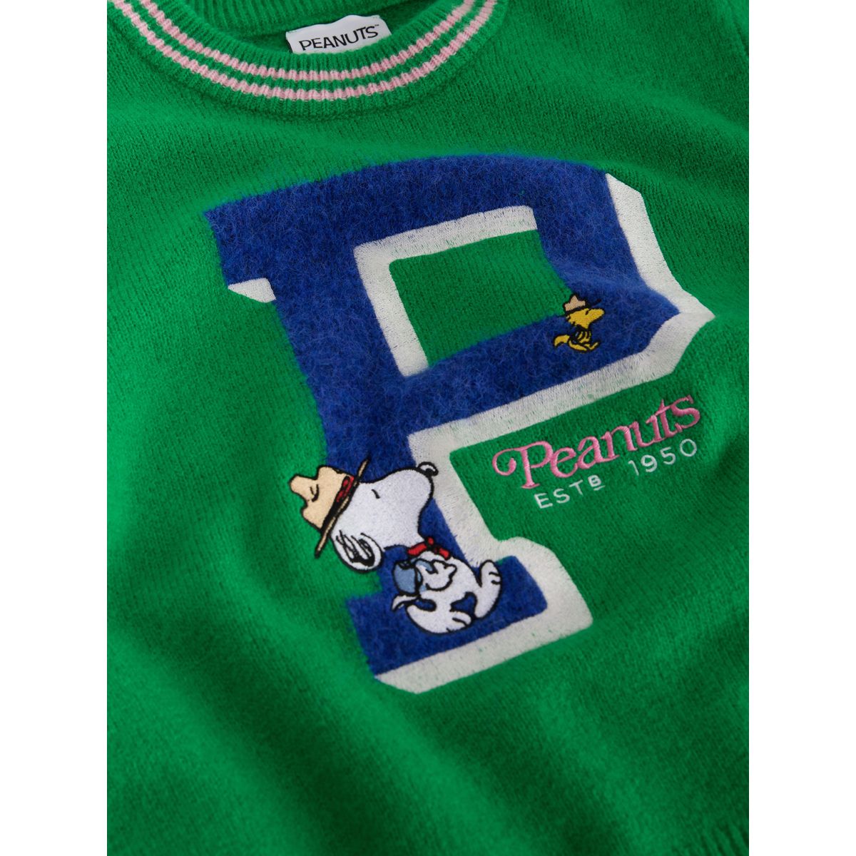 Pull ras du cou en maille à manches longues licence snoopy de green peanuts, NEXT