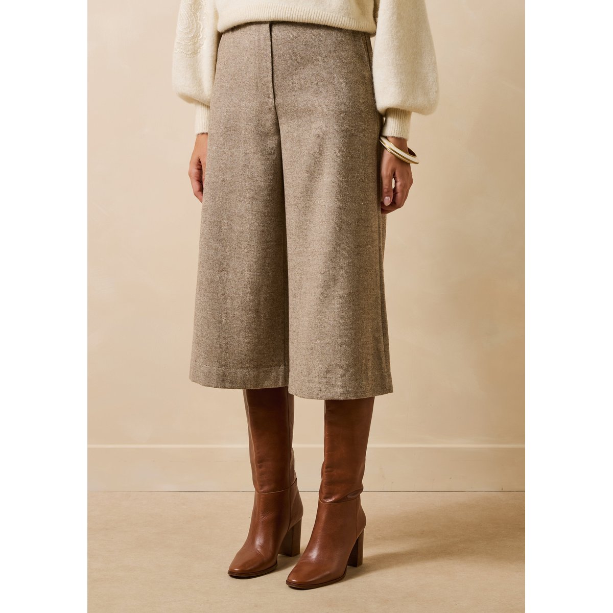 Bermuda long en tweed greige, LA FEE MARABOUTEE