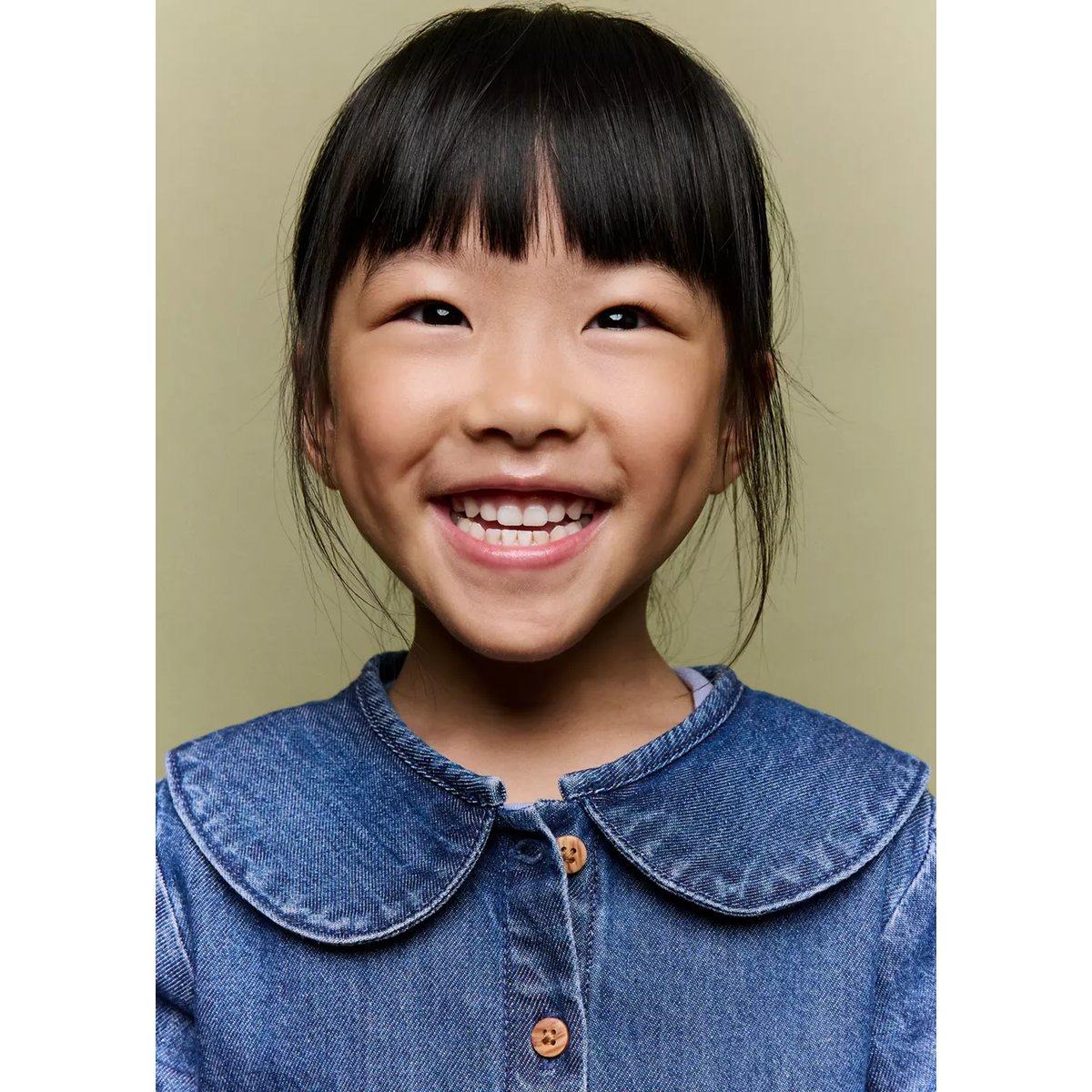Blouse denim broderies bleu moyen, MANGO BABY