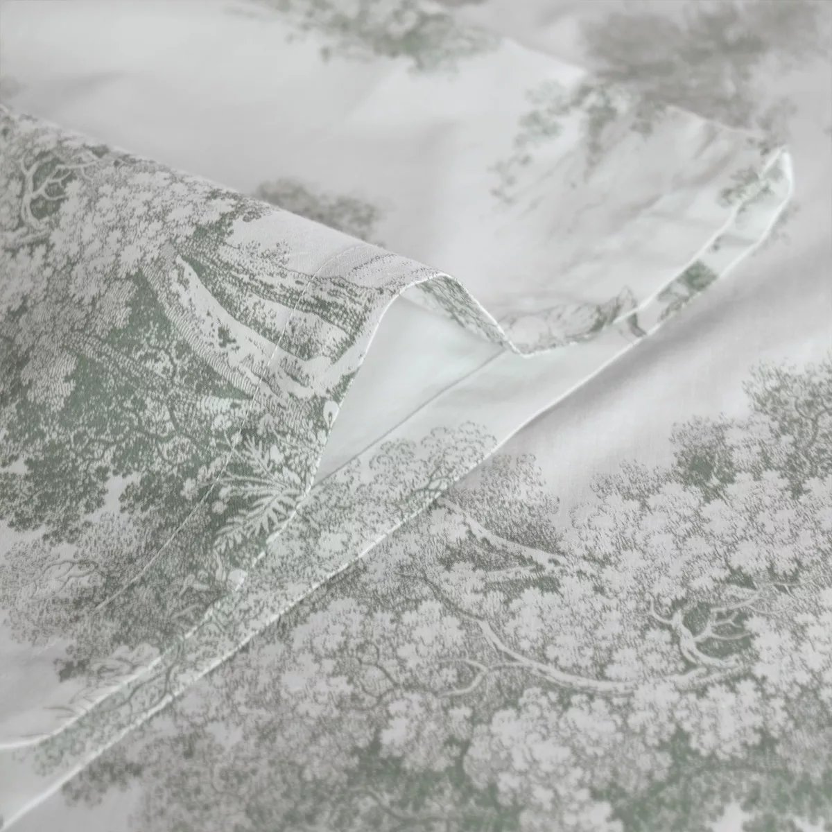Kimono long percale de coton POESIE verde, GARNIER THIEBAUT