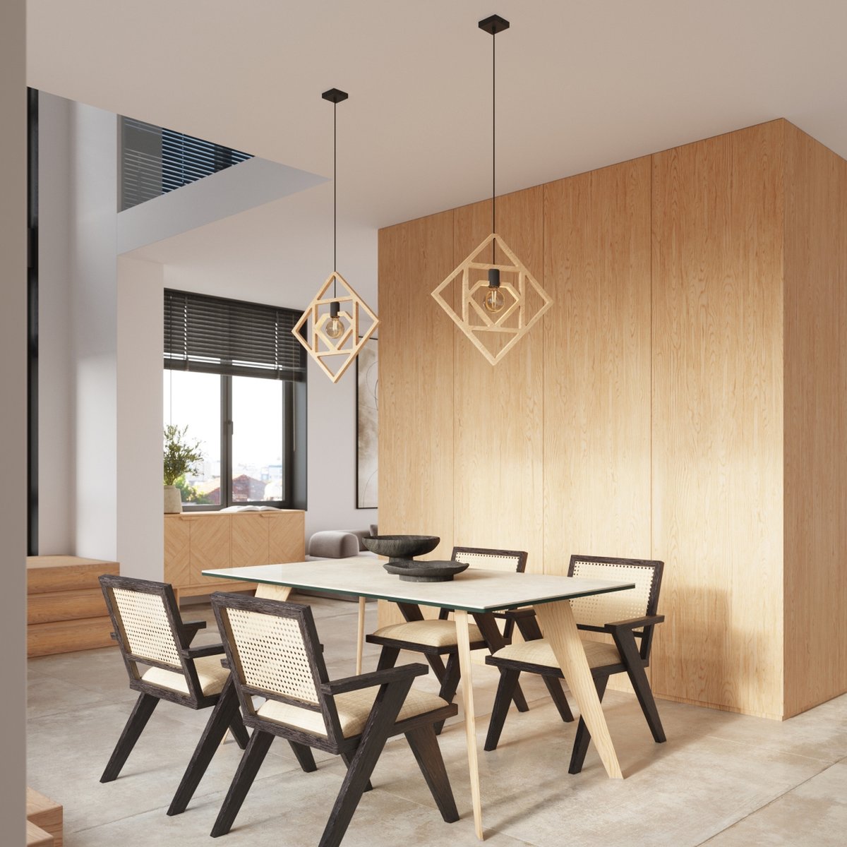 Suspension Bois Naturel E27 1 Caro naturel, EDEN