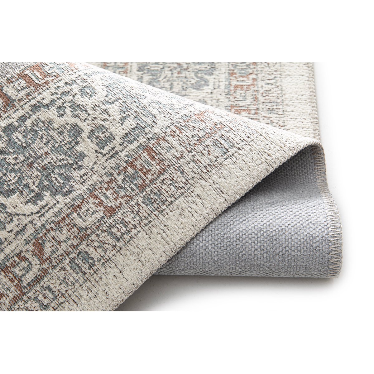 Tapis design en fibres recyclées VALOIS bleu naturel, AFK LIVING