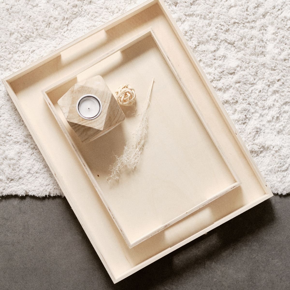 Lot de 2 plateaux SIMPLICITY beige, FACTORY