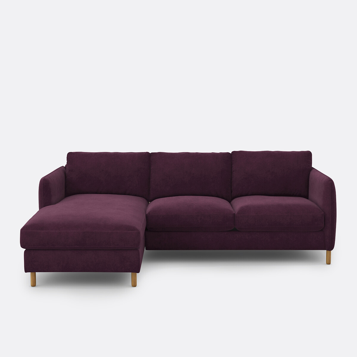 Canapé d'angle gauche, 4 places, en velours, LOMÉO prune, LA REDOUTE INTERIEURS