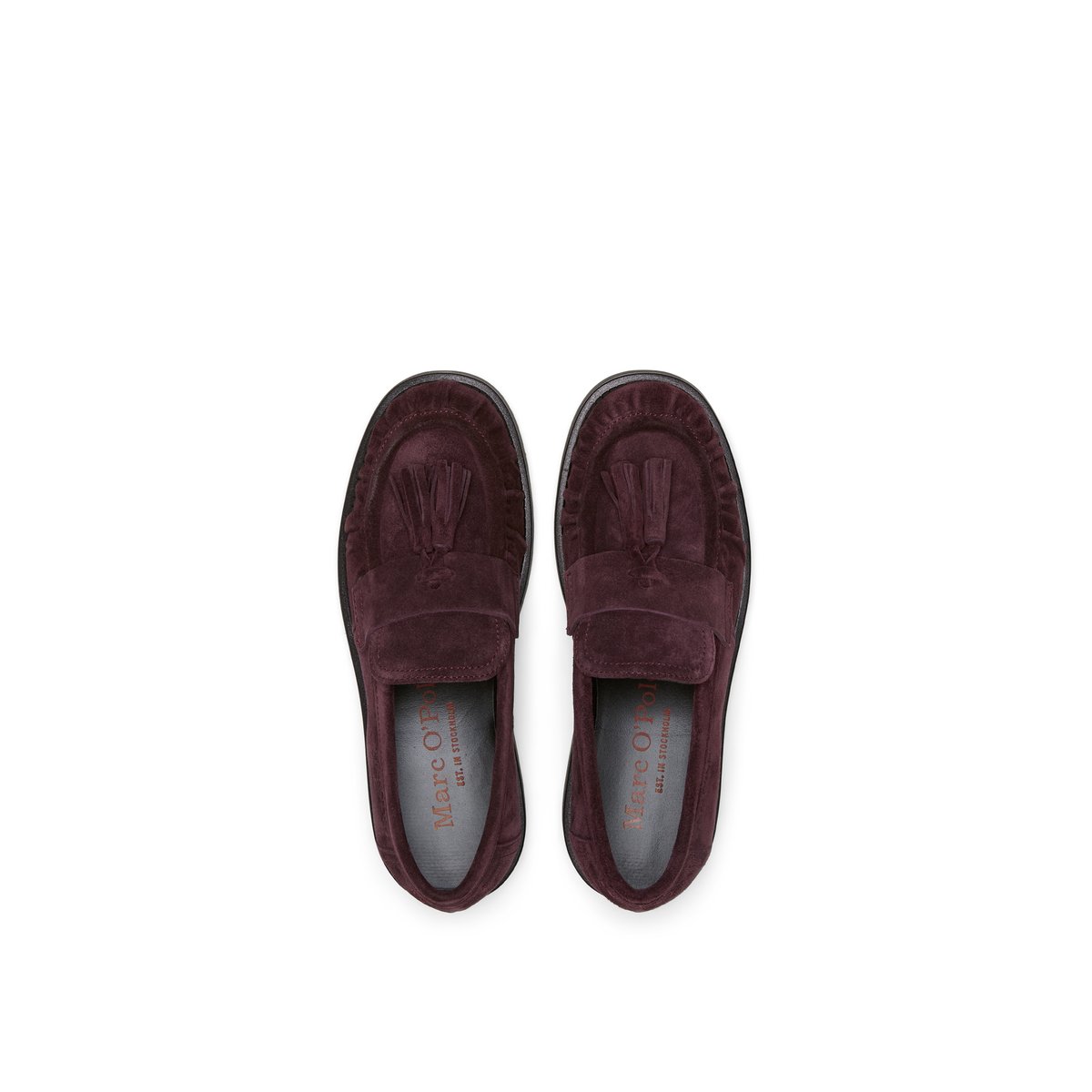 Mocassins modèle Erin en cuir velours huilé rouge fonce, MARC O'POLO