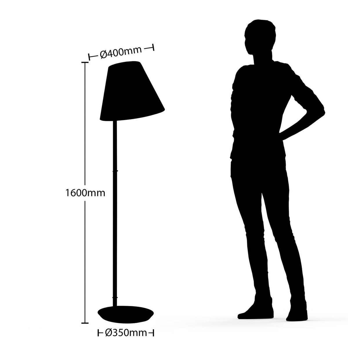 Lampadaire en textile scandinave, Jinda blanc, chêne foncé, LUCANDE