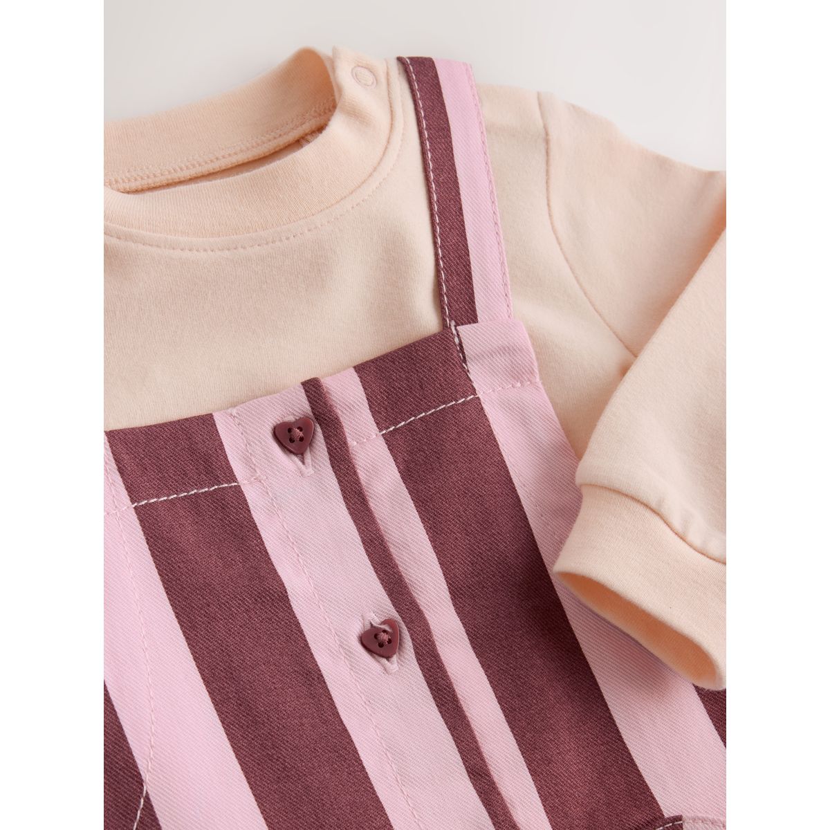 Ensemble bébé salopette et body, 2 pièces rayure marron chocolat, NEXT