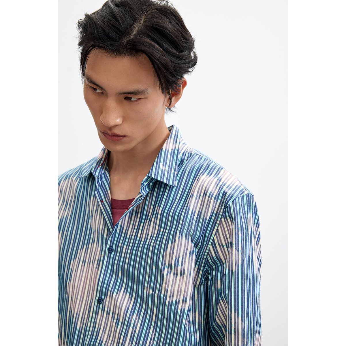 Chemise à rayures tie-dye bleu, DESIGUAL